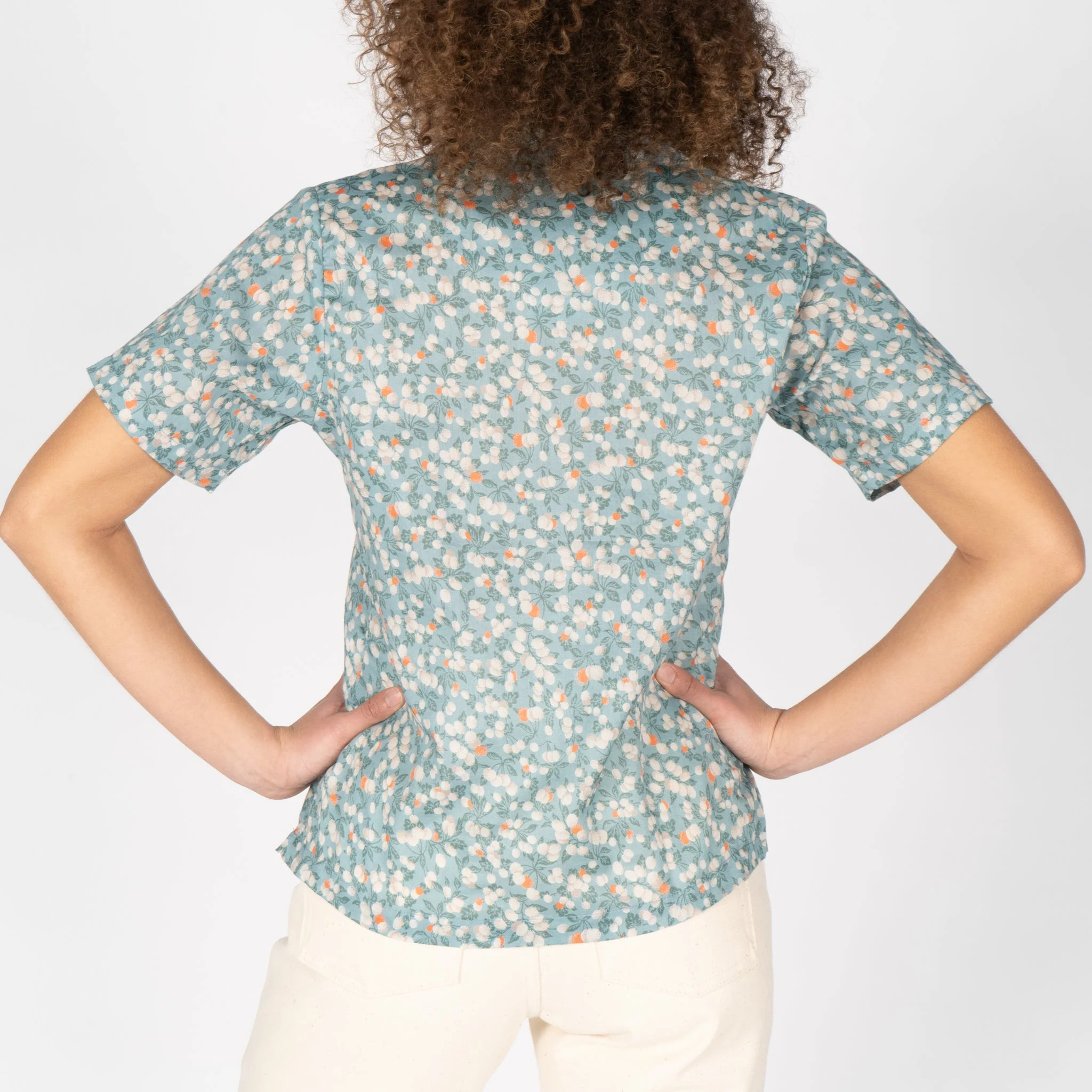 Camp Collar Shirt - Fruit Print - Cyan - Image 3