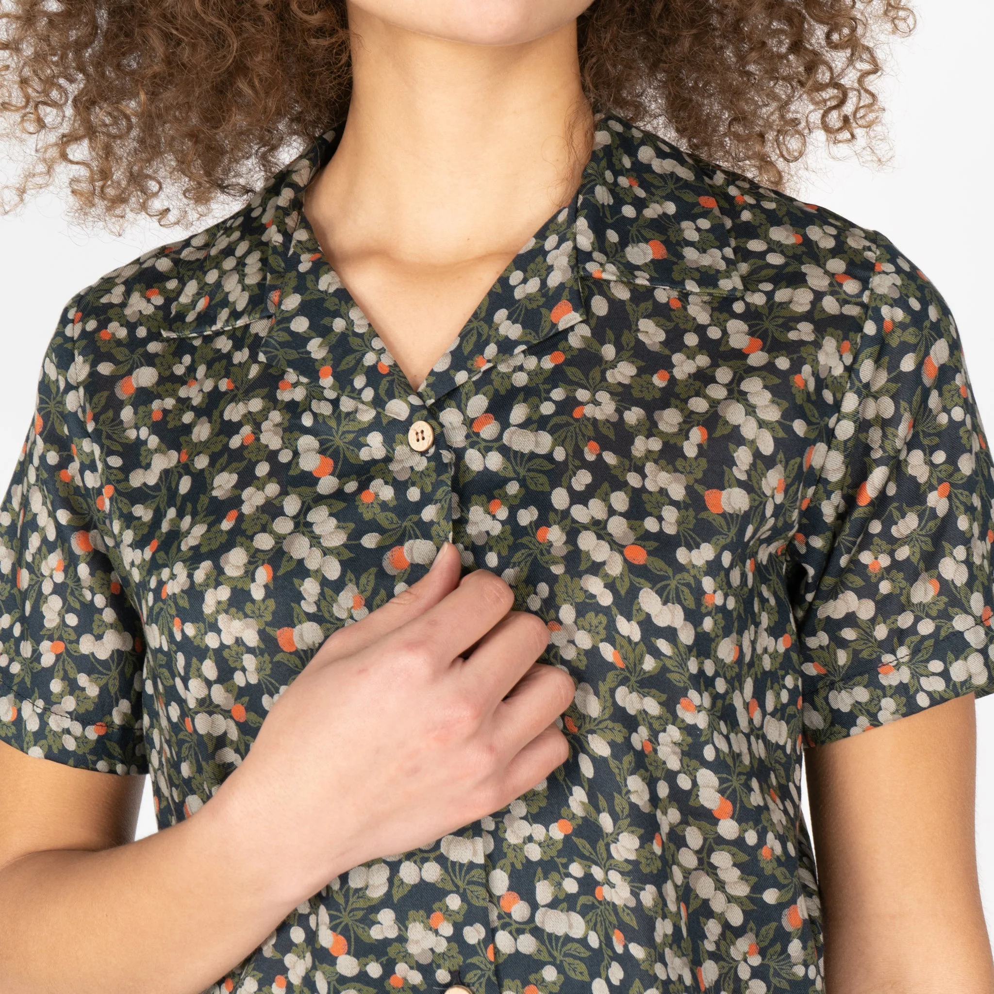 Camp Collar Shirt - Fruit Print - Navy - Image 4