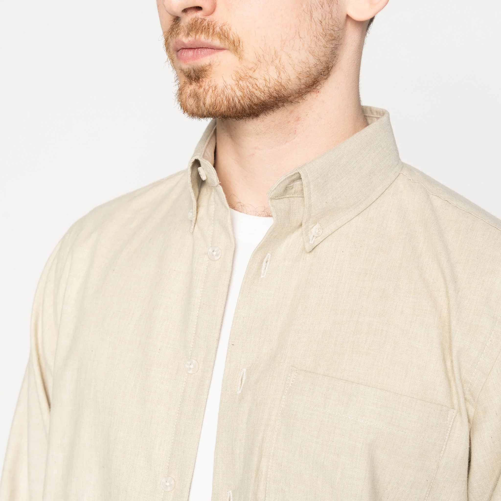Easy Shirt - Melange Soft Twill - Pale Taupe - Image 4