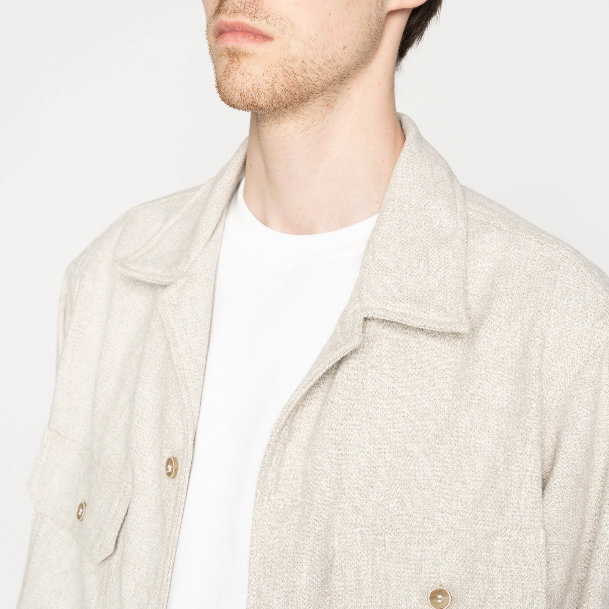 Over Shirt - Triple Yarn Twist Brushed Flannel - Ivory - Image 4