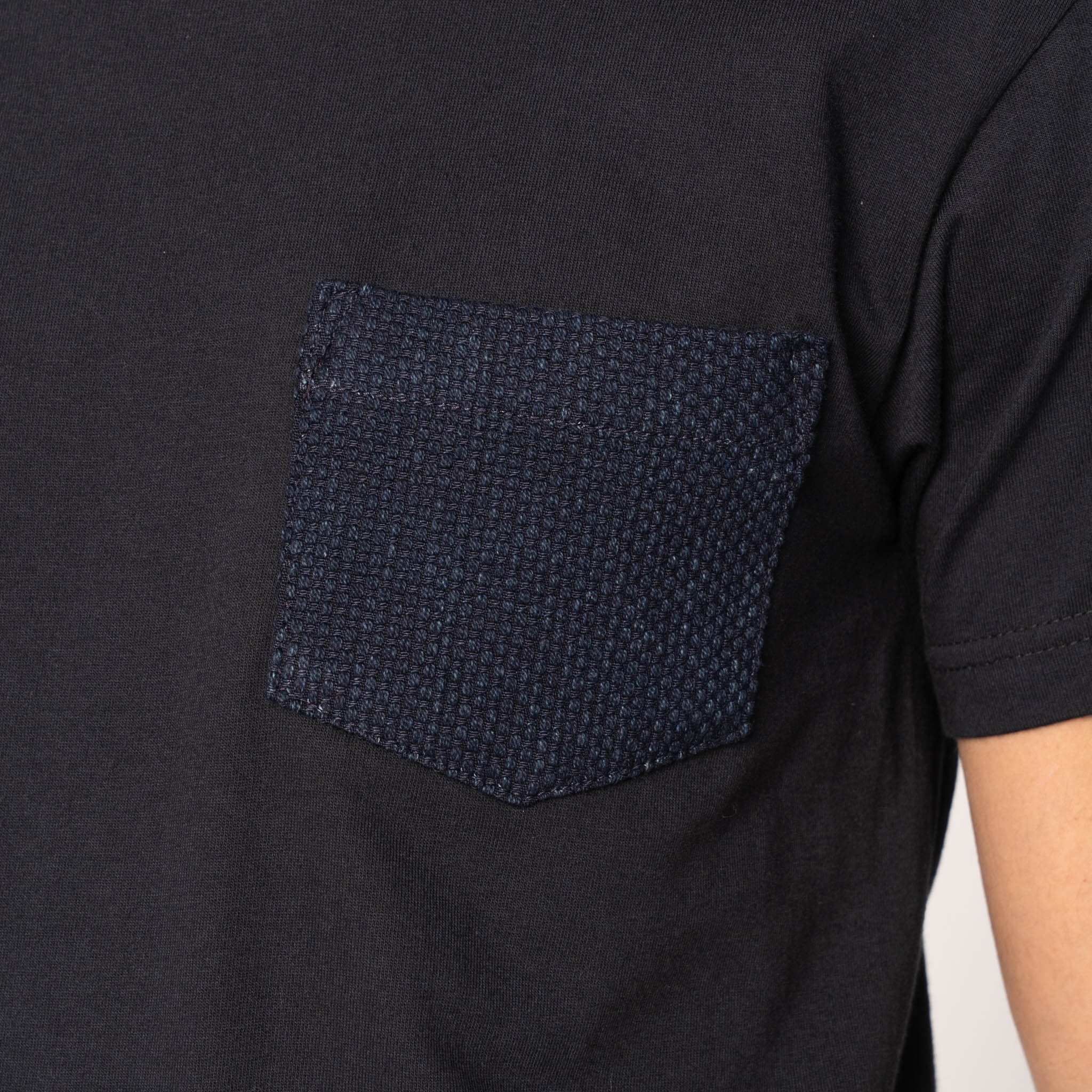 Pocket Tee - Black - Indigo Sashiko - Image 4