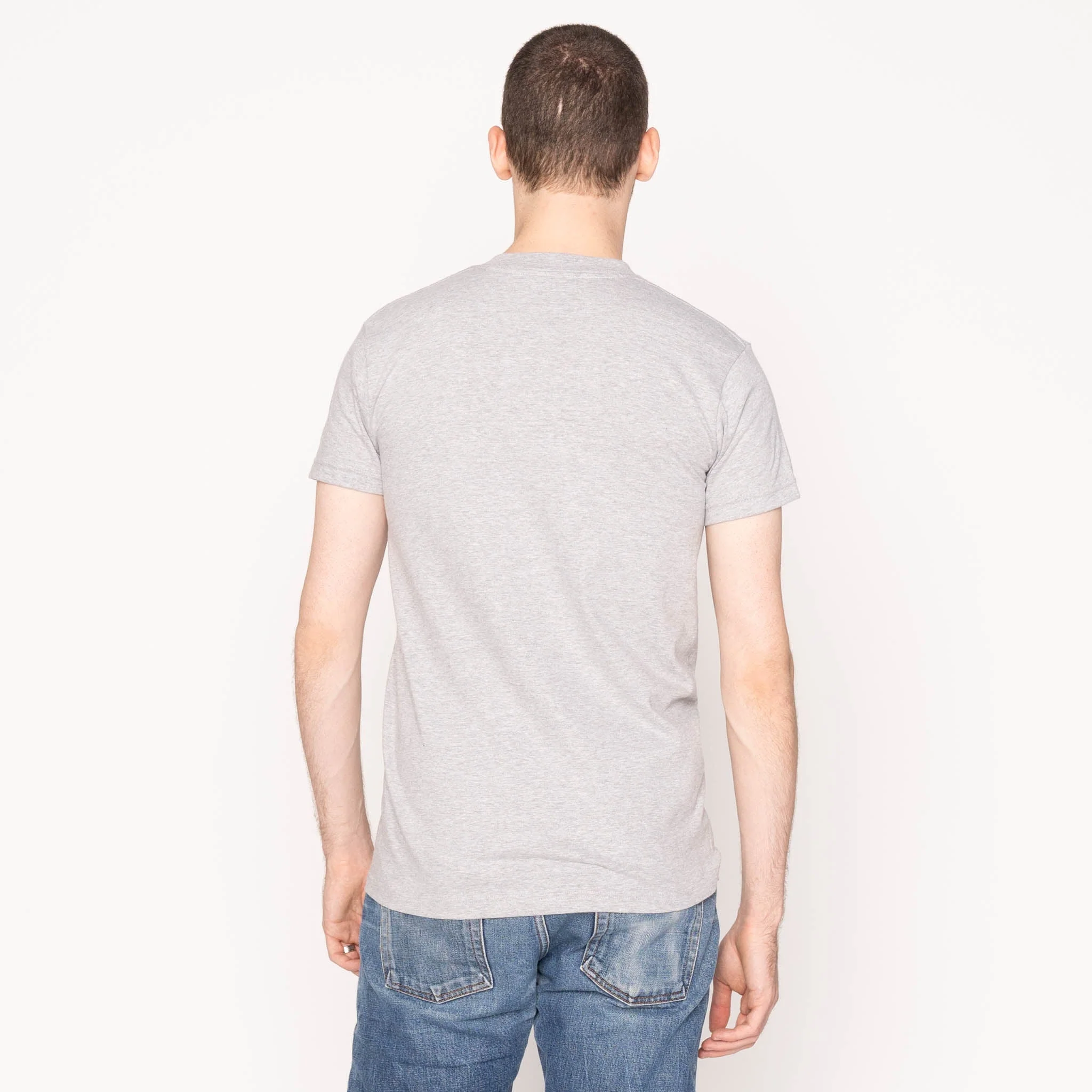 Pocket Tee - Heather Grey - Asagi Sashiko - White - Image 3