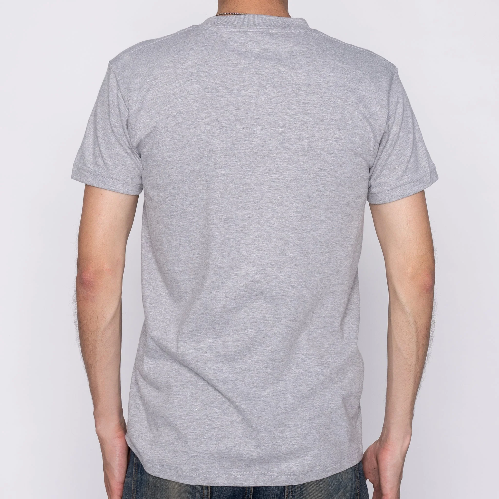Pocket Tee - Heather Grey + Tweedy Cotton Vintage Brushed - Red - Image 4