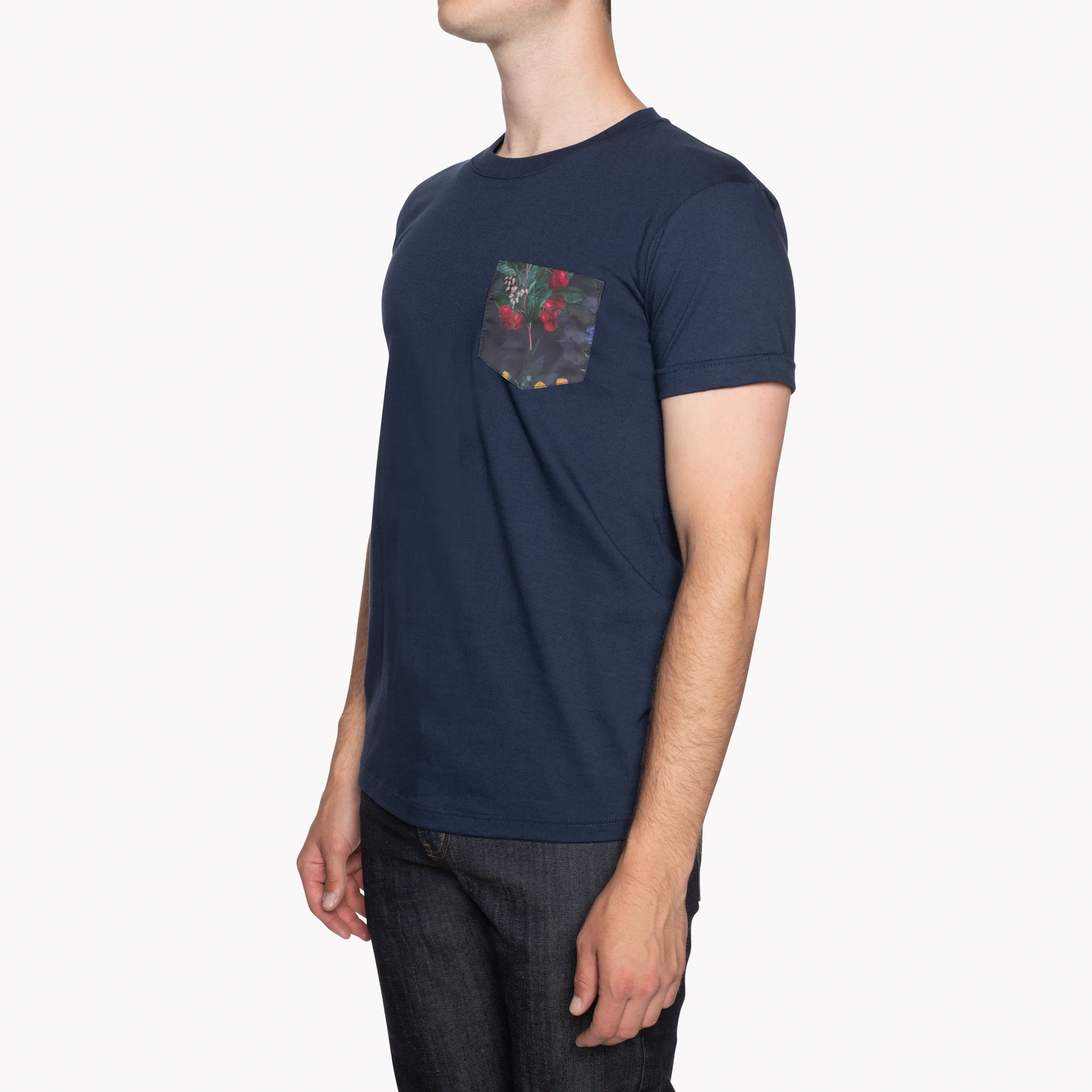 Pocket Tee - Navy - Botanical Print - Navy - Image 3