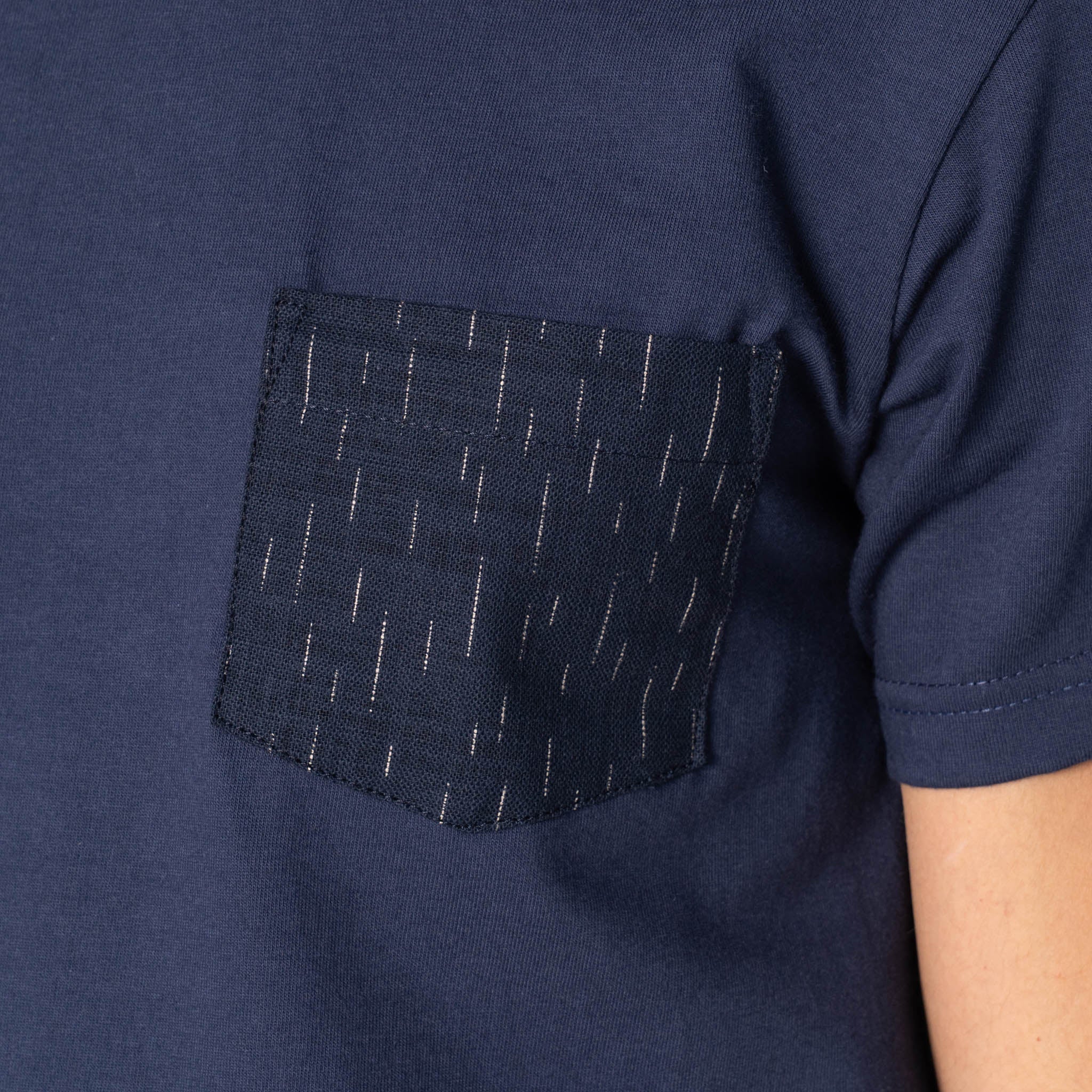 Pocket Tee   - Navy -   Kimono Print Rain - Image 4