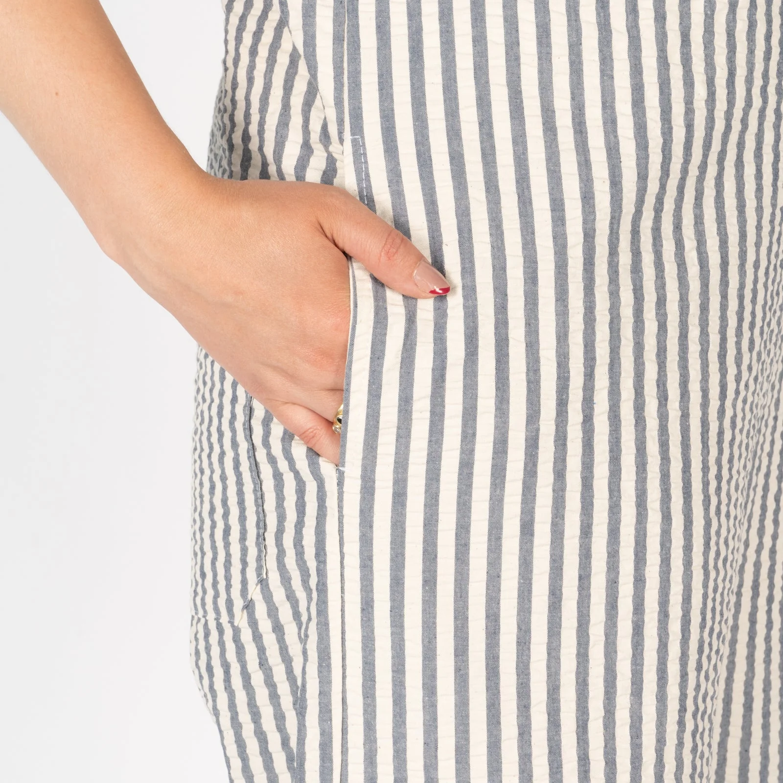 Romper - Seersucker Stripe - Blue/Cream - Image 5