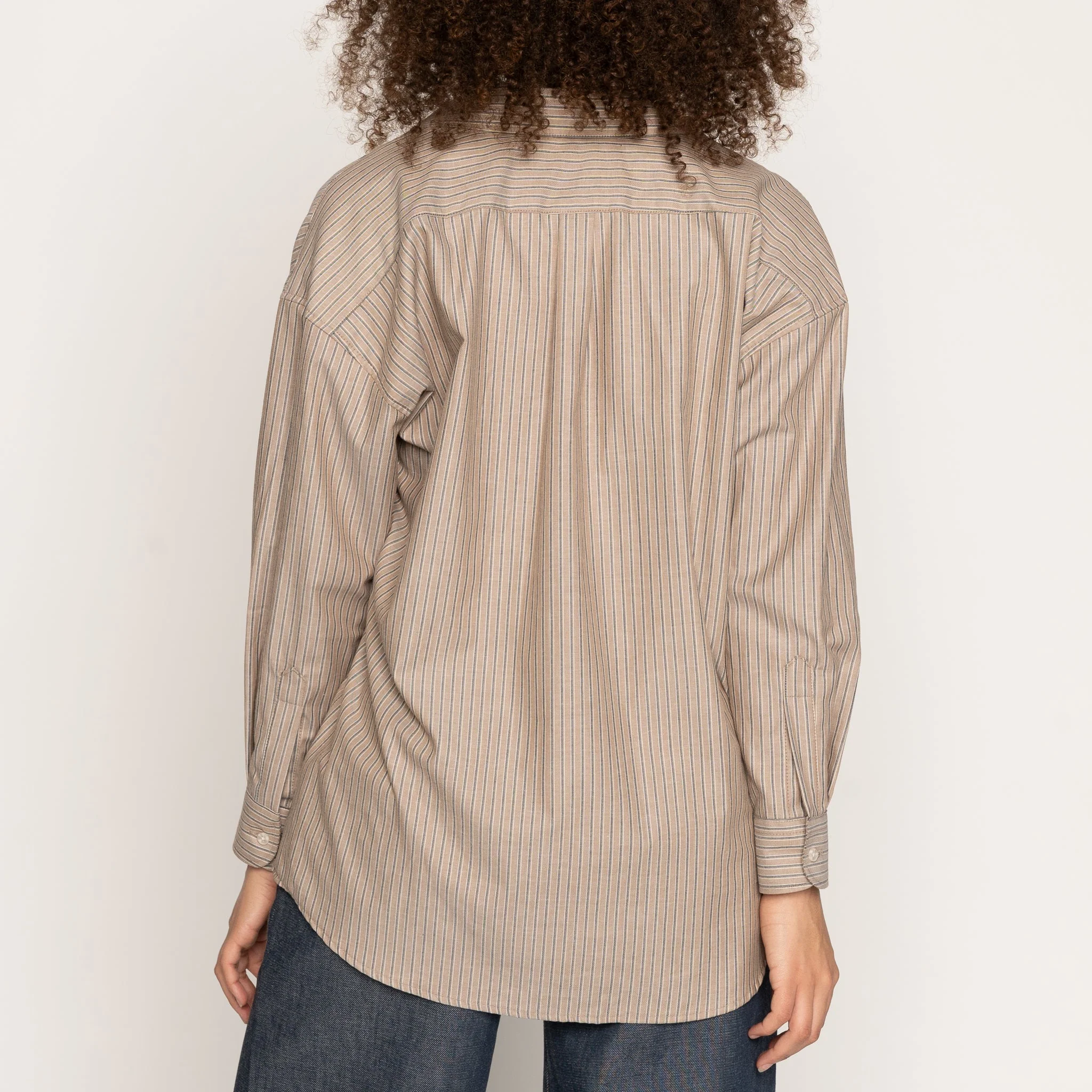 Roomy Shirt - Soft Finish Classic Stripe - Taupe - Image 3