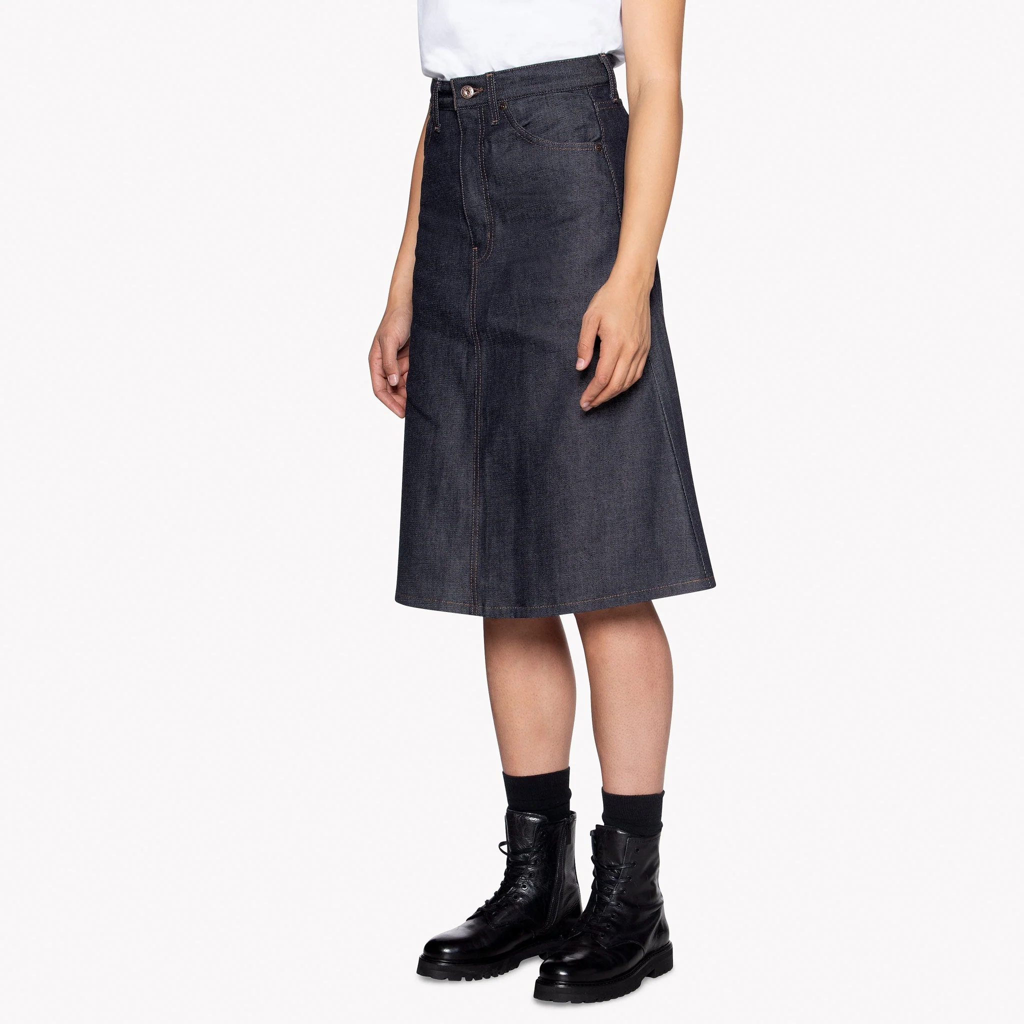 Women's - Denim Skirt - Dark Indigo - Image 4