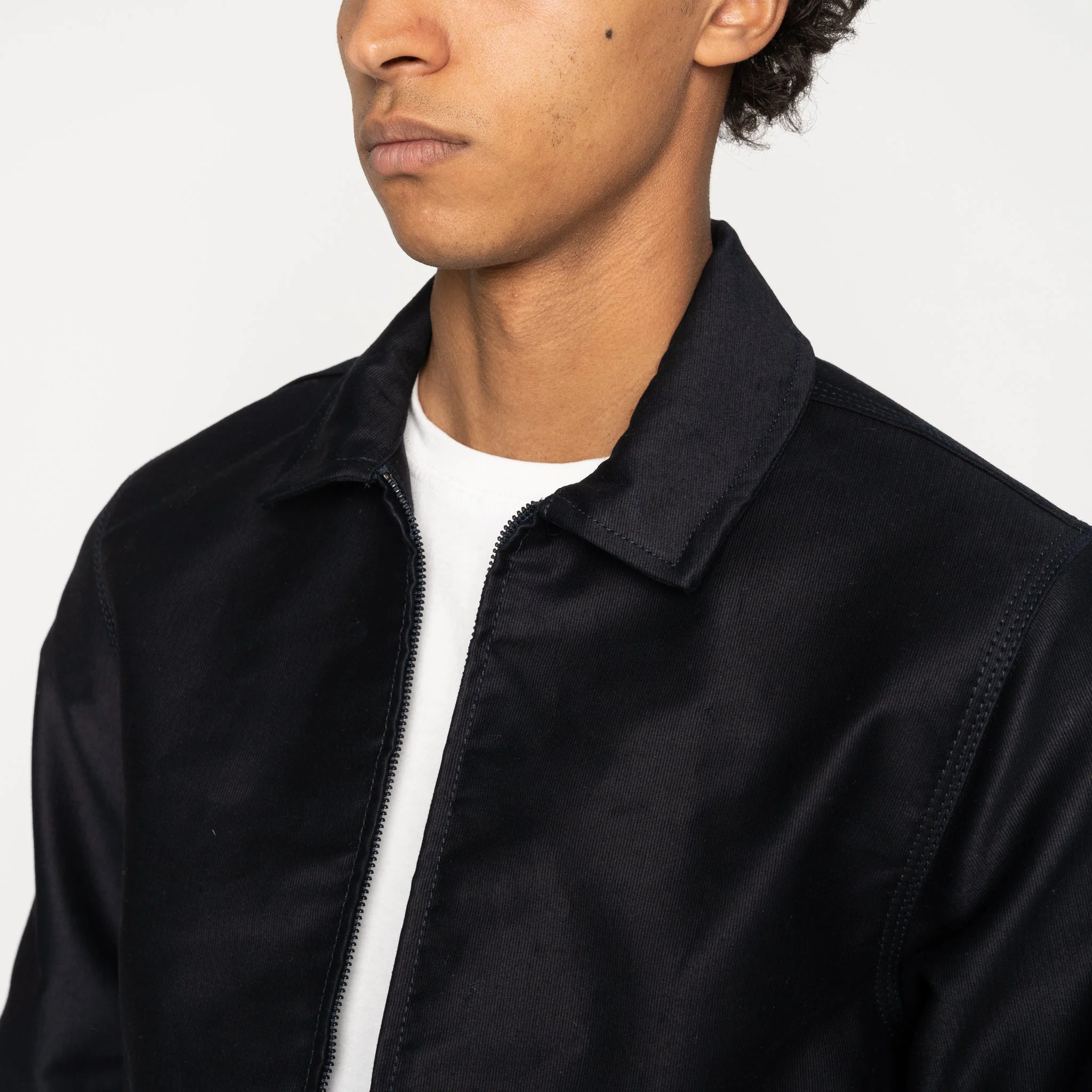 Zip Jacket - Brushed Jungle Cloth - Navy - Image 4